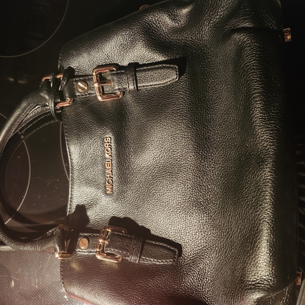 Michael Kors Black Shoulder Bag with Gold Hardware